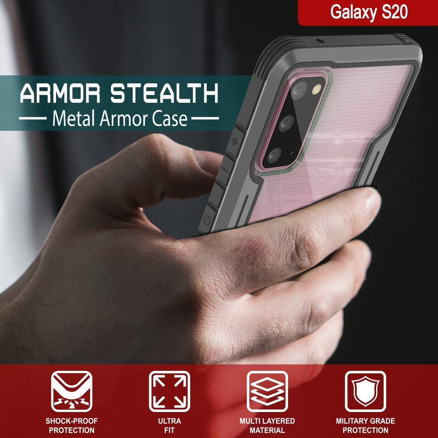S20 PunkCase Galaxy Armor Stealth Series Ultra Thin Protective Military