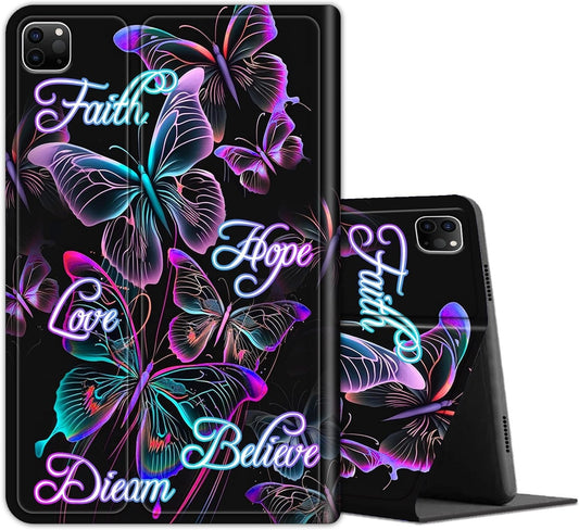 iPad Pro 12.9 Case 6/5/4/3rd Gen Shockproof TPU Cover Pink Purple Butterfly