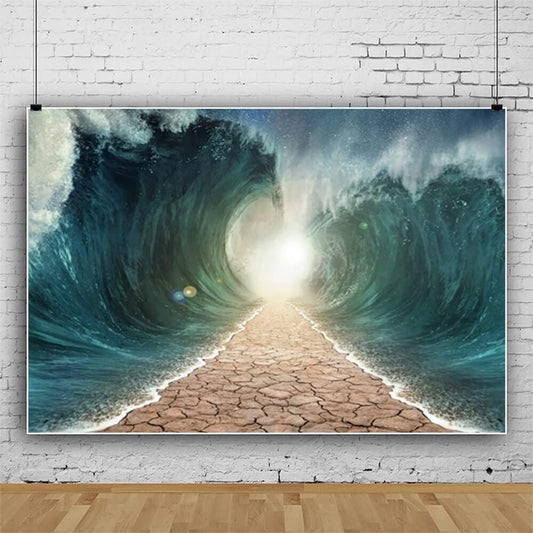 Moses Divided Sea Pathway Photography Background Judaism Catholic 9x6 ft