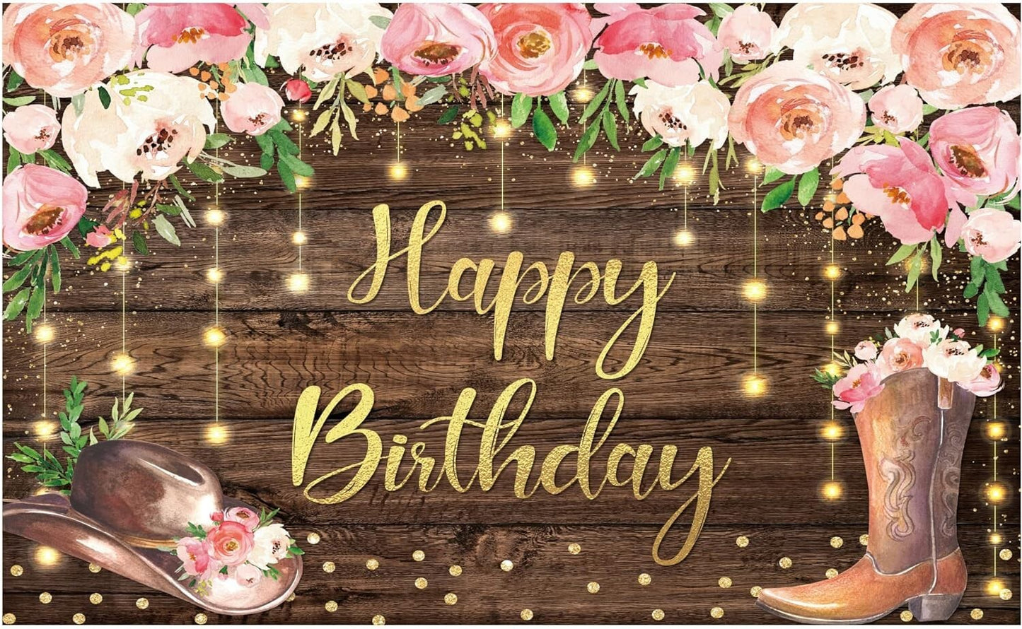 Allenjoy Western Birthday Backdrop Boot Cowgirl Country Bday Party 6x35ft