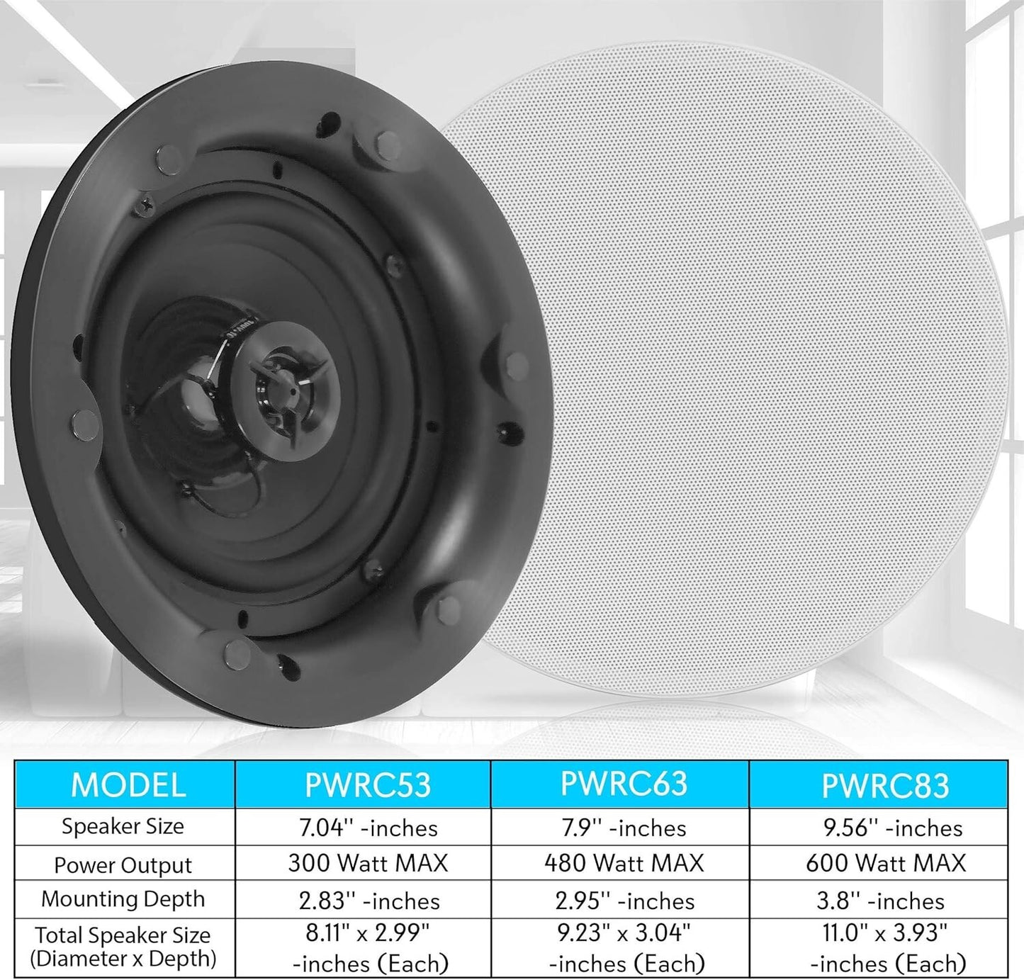 Pyle 65 Ceiling Wall Dual Speakers 2-Way Full Range Stereo Sound Pair Univ
