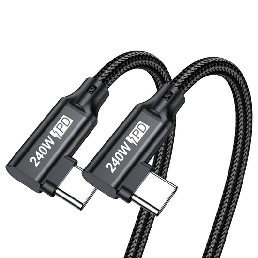 240W USB C to USB C Cable, PD 3.1, 5A Fast Charging, Dual Right Angle, 6.6FT