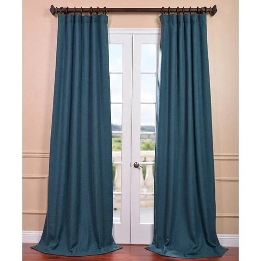 Exclusive Fabrics Spruce Linen Weave Curtain Panel 50 X 84
