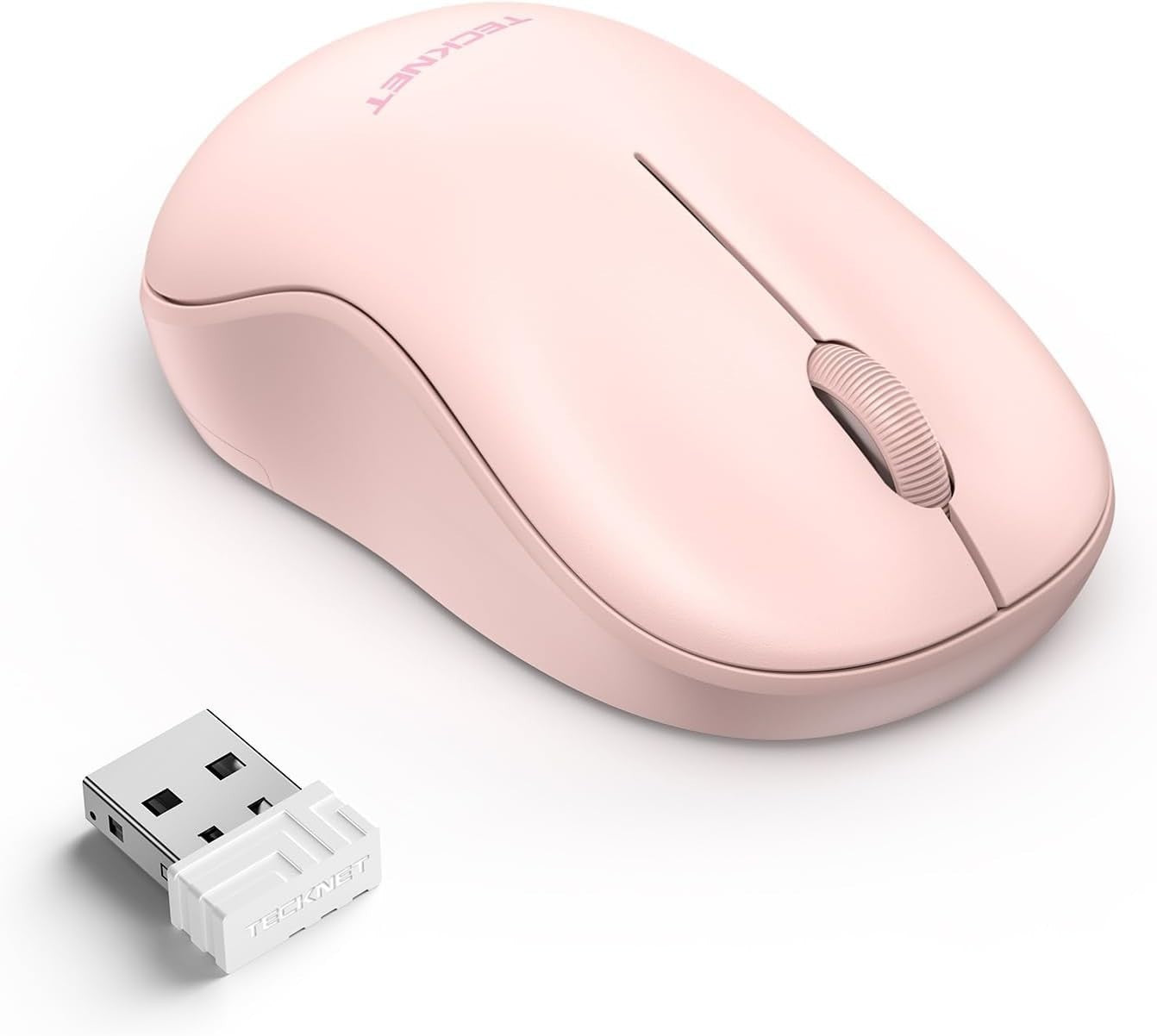 TECKNET Pink Wireless Mouse – Quiet, 5 DPI, Contoured Grip, 30 Months Battery