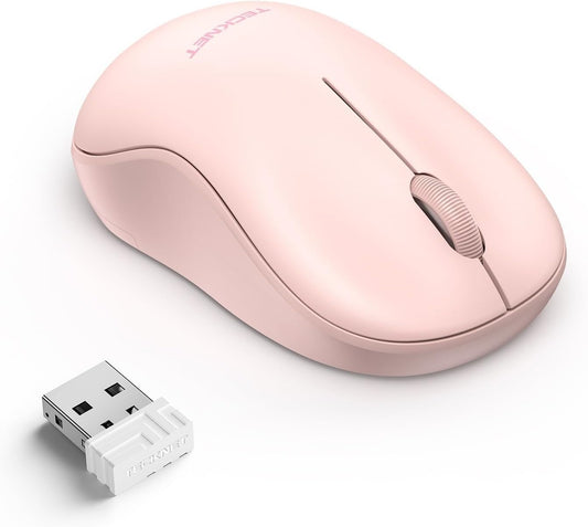 TECKNET Pink Wireless Mouse – Quiet, 5 DPI, Contoured Grip, 30 Months Battery
