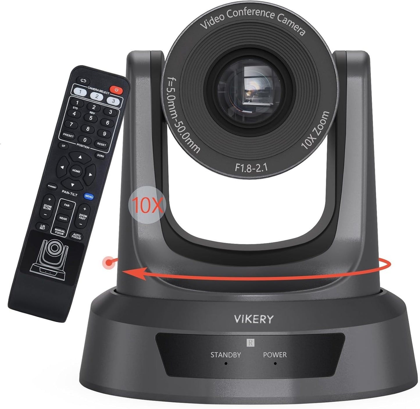 Vikery Zoom HD Camera 10X Optical Zoom PTZ | 90 Degree Diagonal Field | VH10U
