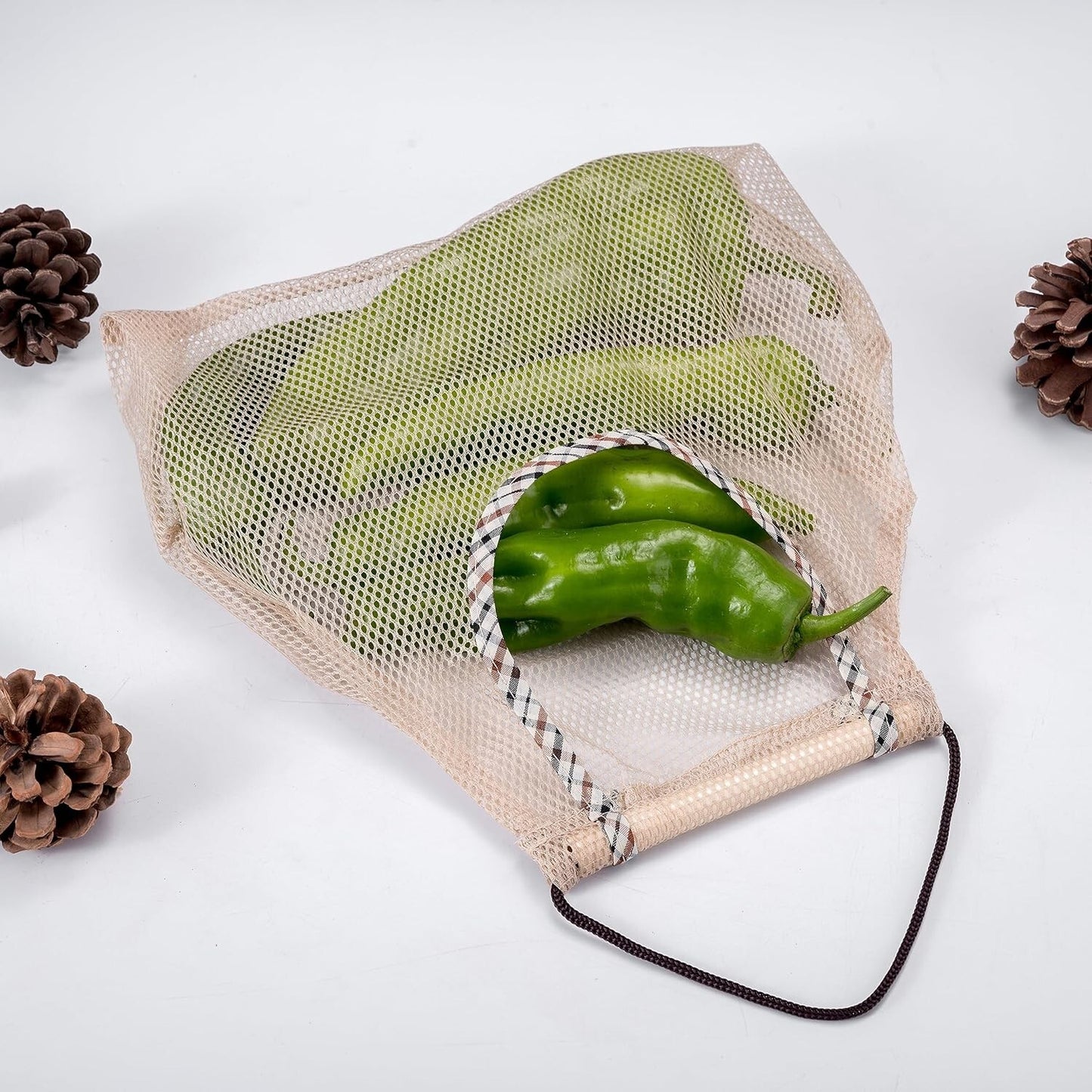 HPYNPES 2PCS Reusable Mesh Bag Portable Produce Bags Washable Hanging Storage