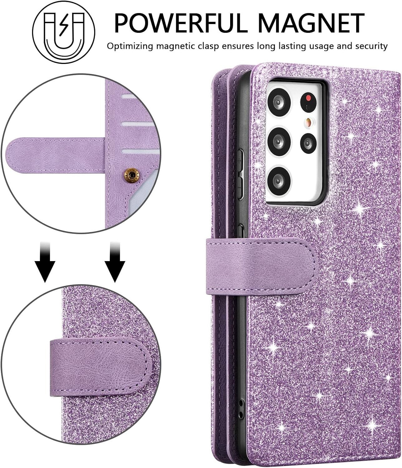 Samsung UEEBAI S21 Wallet Galaxy Ultra 5G Retro 9 Card Holder Slots