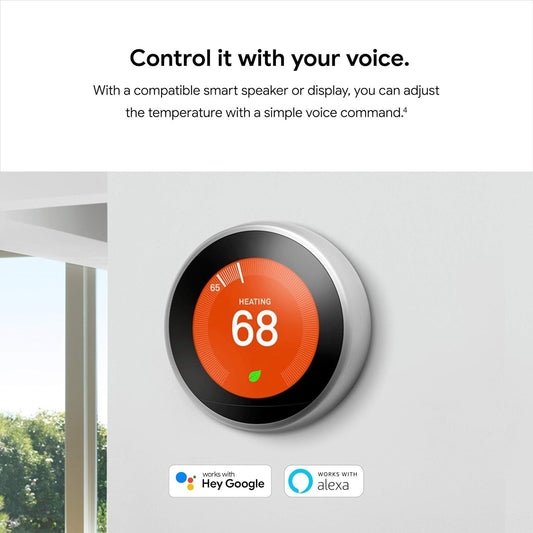 Google Nest Learning / Smart Programmable Thermostat - 3rd Gen., Black UNIT ONLY