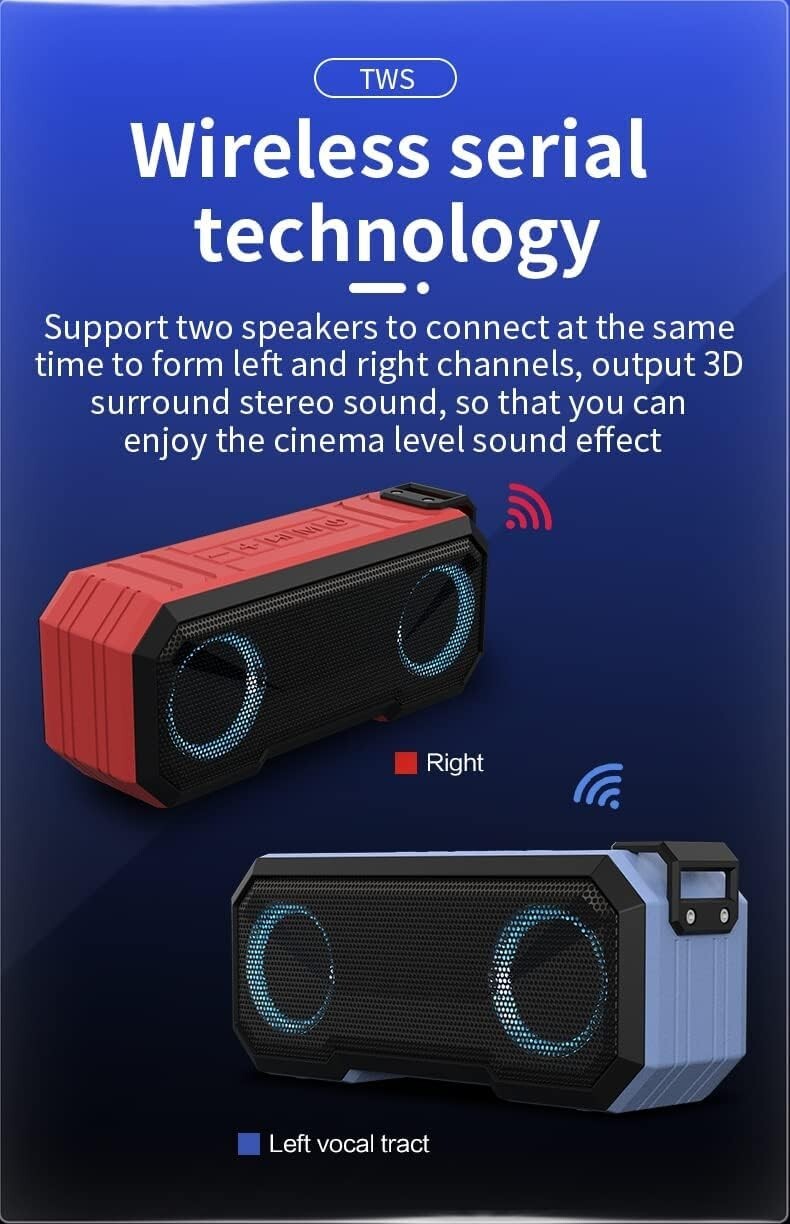 E-SHIDAI Portable Speaker Bluetooth Dual Speaker Music Player That can Play in