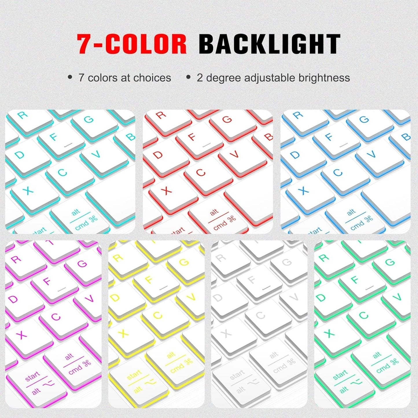 Fintie 8" Bluetooth Keyboard – 7-Color Backlit, Slim, iOS/Android, White