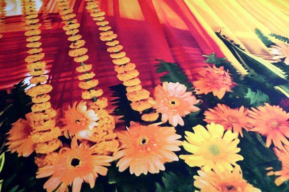 AOFOTO 10x8ft Macrame Wedding Backdrop Indian Marriage Decoration Red Curtain