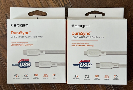 60W USB-C Spigen DuraSync to Cable Power Delivery PD Fast Charging 2Pack