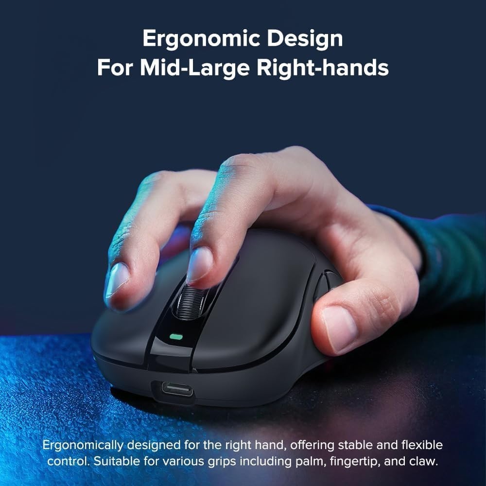 Wireless Gaming Mouse 24000 DPI – Wired/2.4GHz/Bluetooth, 150H Battery, Black