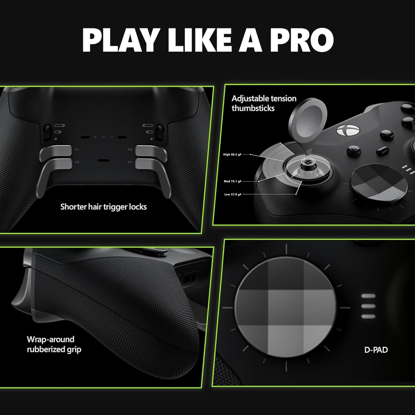 BLACK Microsoft Xbox Elite Wireless Controller Series 2 Xbox One