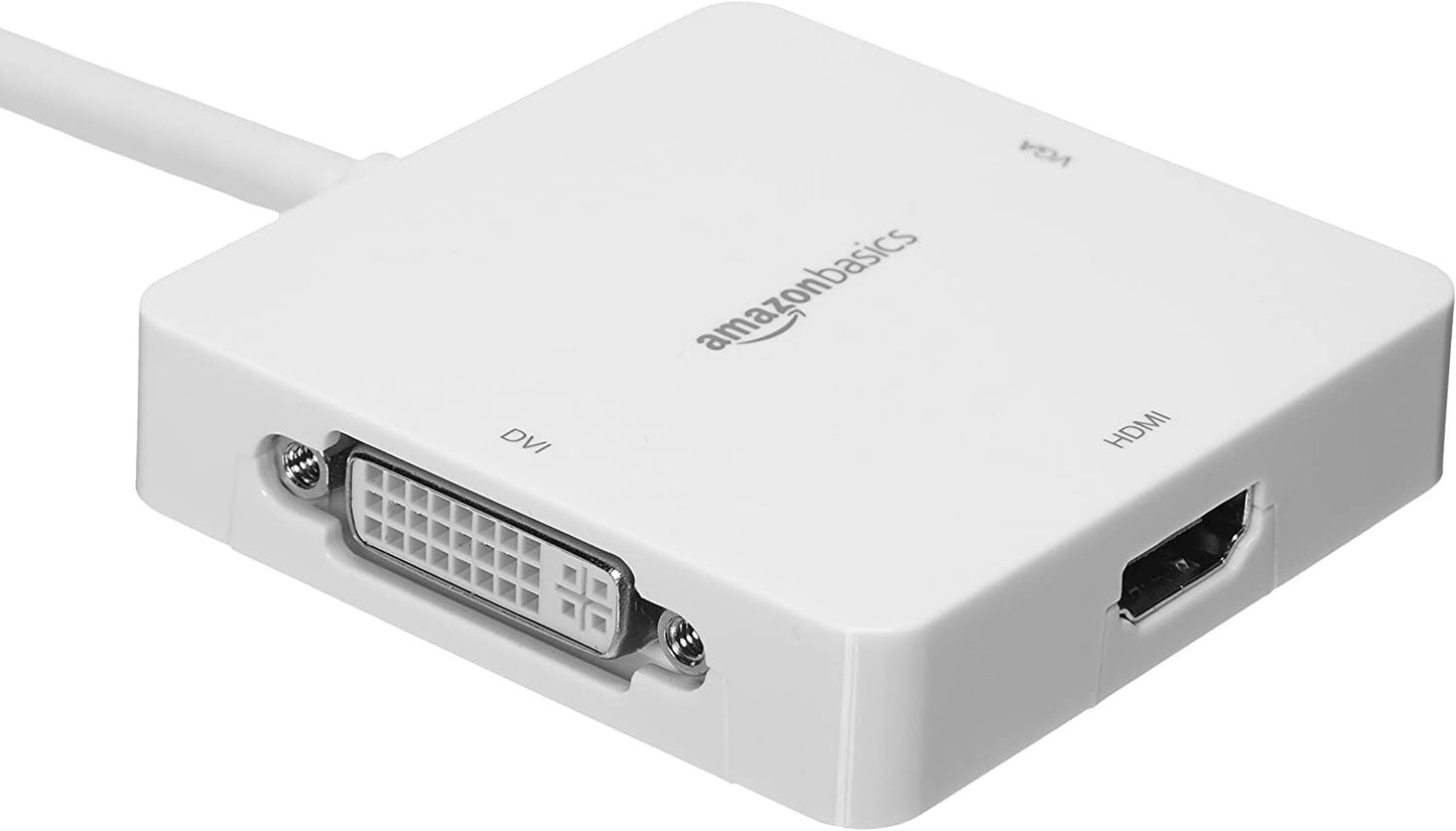 Amazon Basics MPA_MDP_W Mini DisplayPort Thunderbolt to HDMI DVI VGA Adapter
