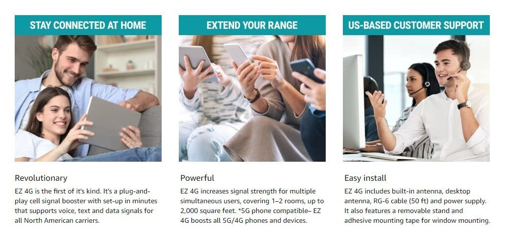 EZ4G LTE SureCall PlugPlay Cell Phone Signal Booster Kit All Carriers 3G4G