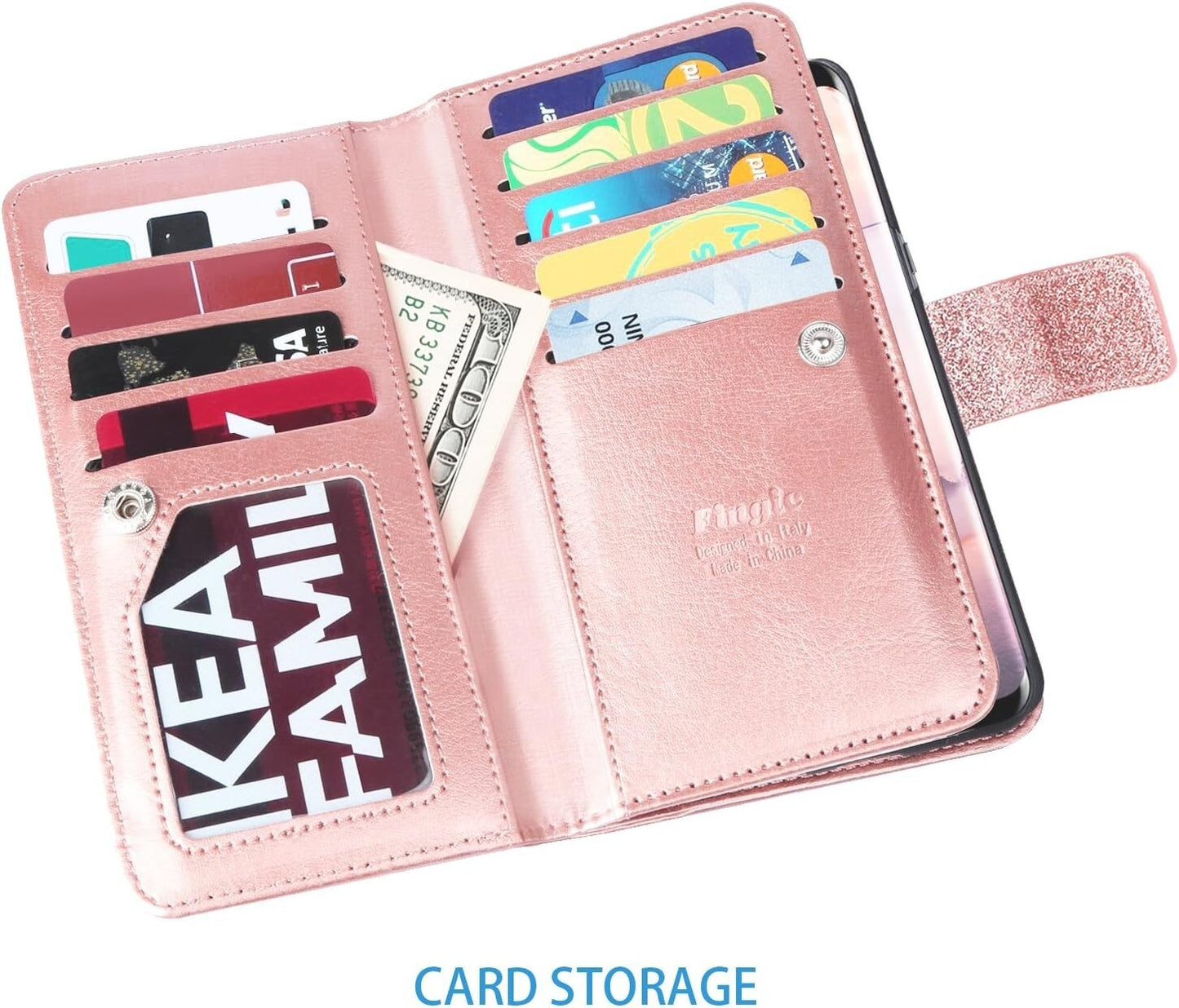 Samsung S9 Galaxy S9 Wallet Fingic Luxury Glitter Wallet Nickel Plated