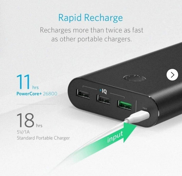 ANKER 26800 PowerCore mah Portable Charger Qualcomm QC Black