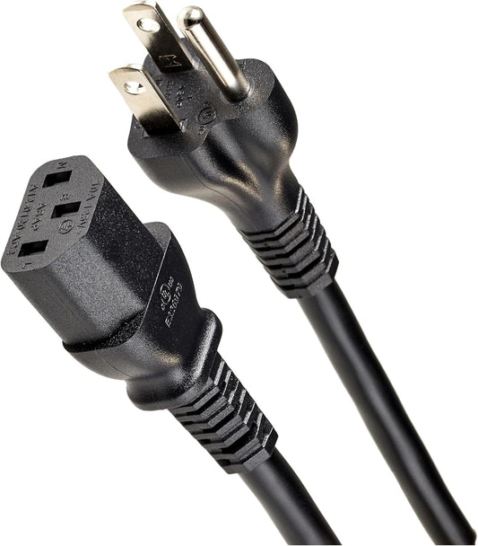 Amazon Basics Computer Monitor TV Replacement Power Cord 10 Black