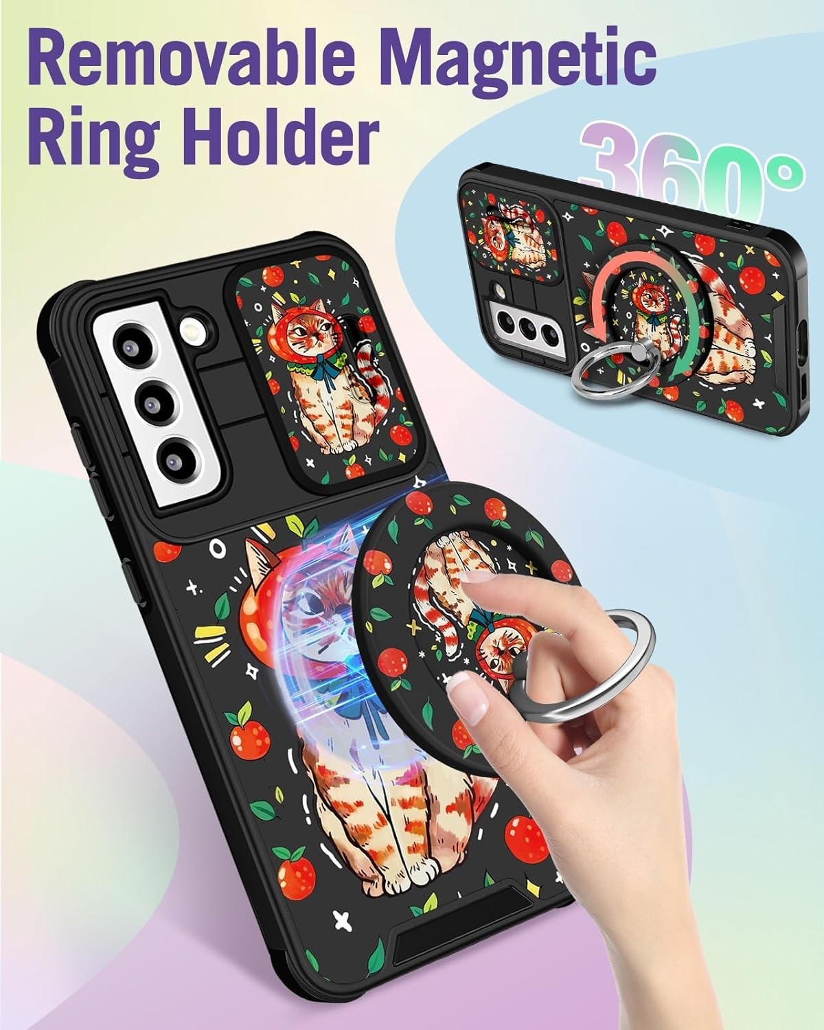 Buleens for Samsung Galaxy S21 Case 6.2 Inch - with Ring Stand & Camera Cover Ae