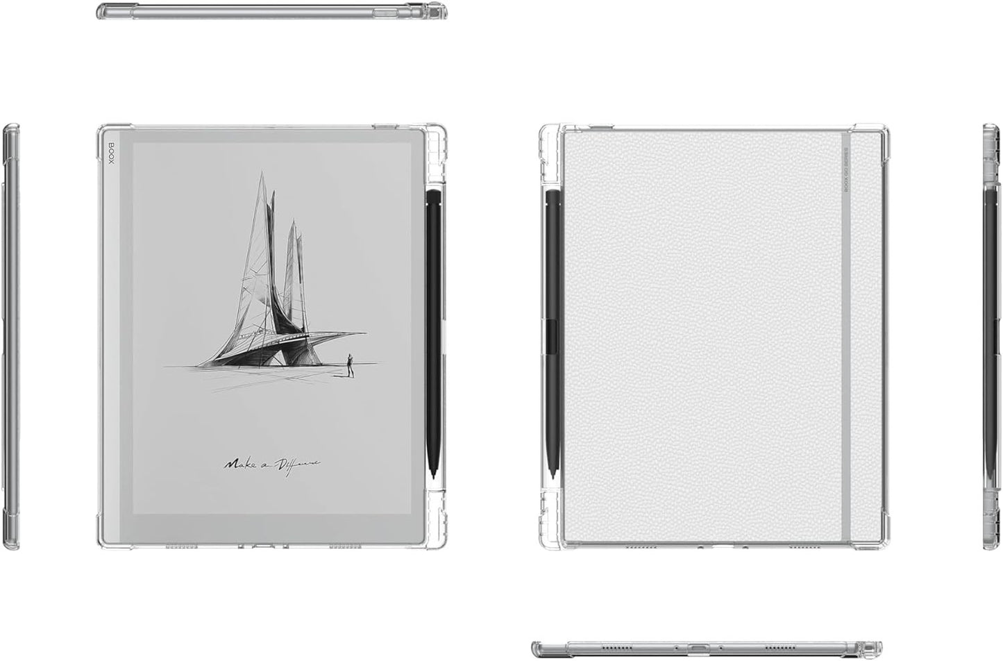 Clear TPU Case for Onyx Boox Go 10.3" 2024 Tablet Slim Lightweight w/ Pen Holder
