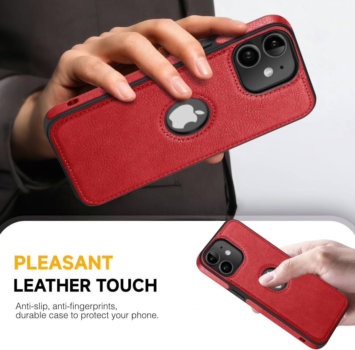 Luxury Leather Case for iPhone 11 – Slim Business Cover, Anti-Slip, Red (6.1")