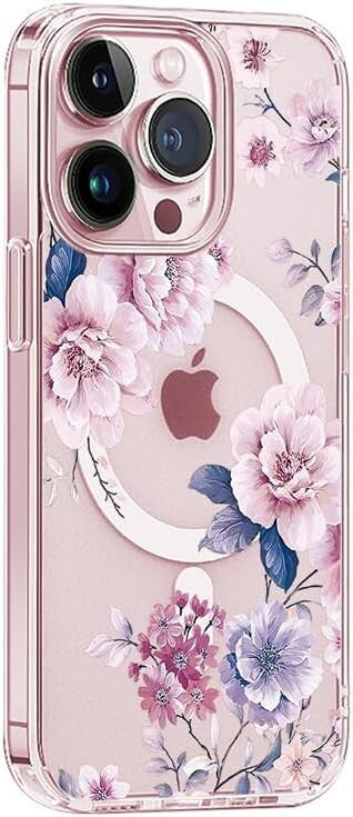 TPU iPhone 14 Pro Magsafe Floral Hard PC Bumper Shockproof Protective