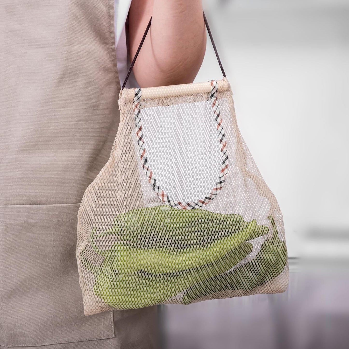 HPYNPES 2PCS Reusable Mesh Bag Portable Produce Bags Washable Hanging Storage