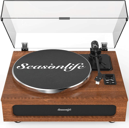 All-in-One Hi-Fi Record Player Turntable w/ 4 Speakers Bluetooth Phono Preamp