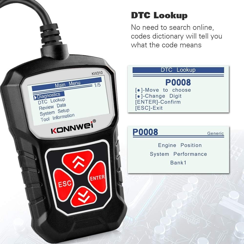 KONNWEI KW310 Scanner Full Functions 10 Modes Car Engine Diagnosti