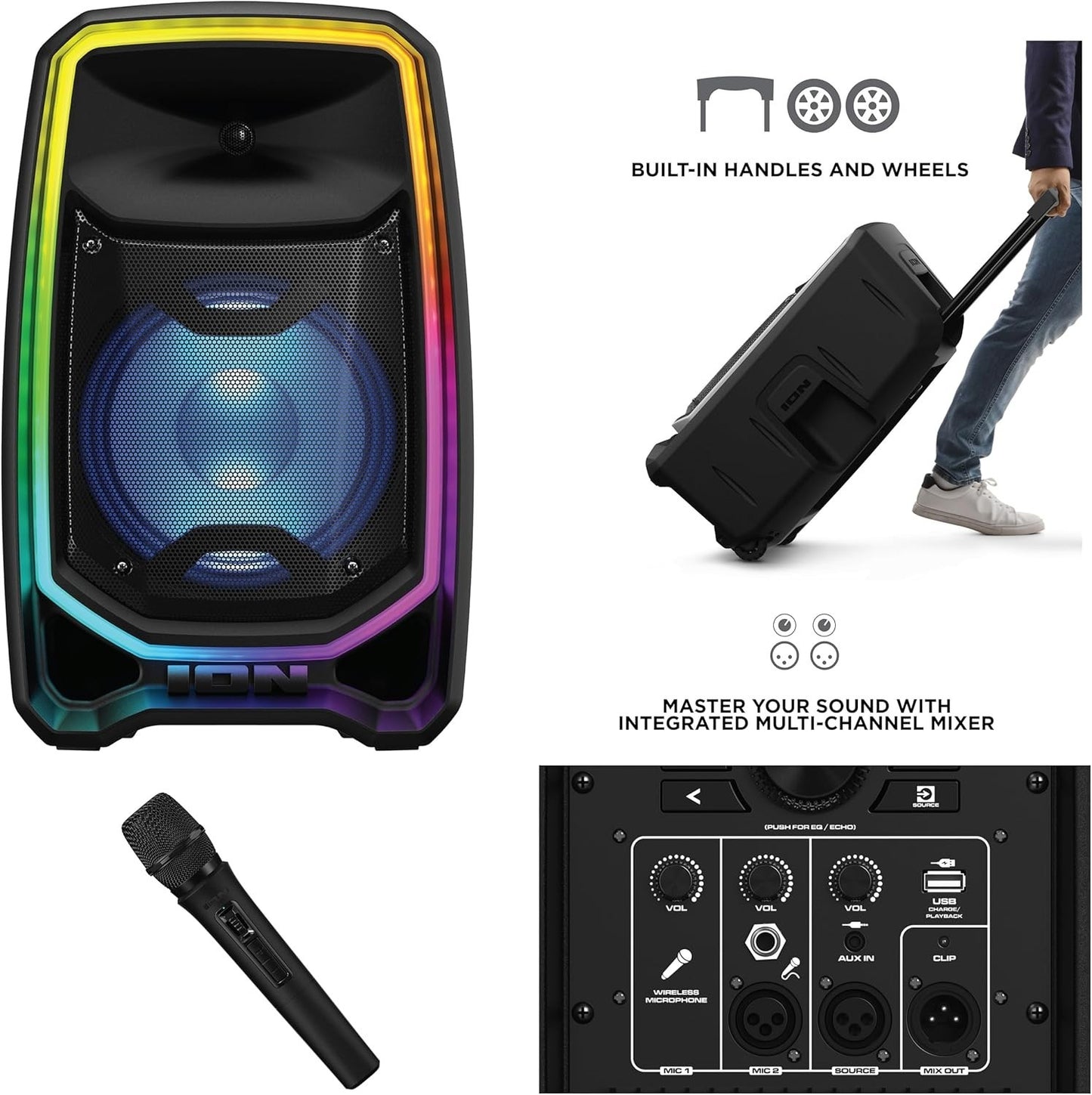 ION Total PA Freedom High-Power Speaker System with Wireless Microphone 650-Watt
