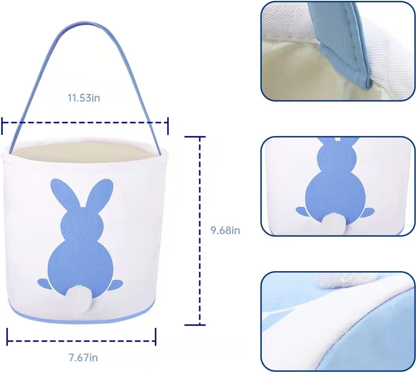 PCS 3 Easter Eggs Hunt Basket Kids Canvas Bunny Bags Multicolor