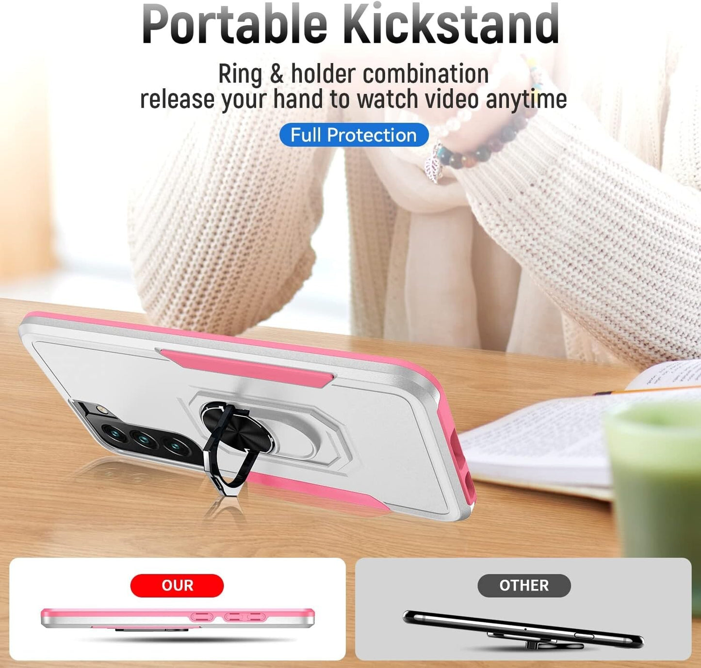 Samsung S22 Galaxy Stand 360Degrees Rotating Finger Ring Stand Plus 5G White