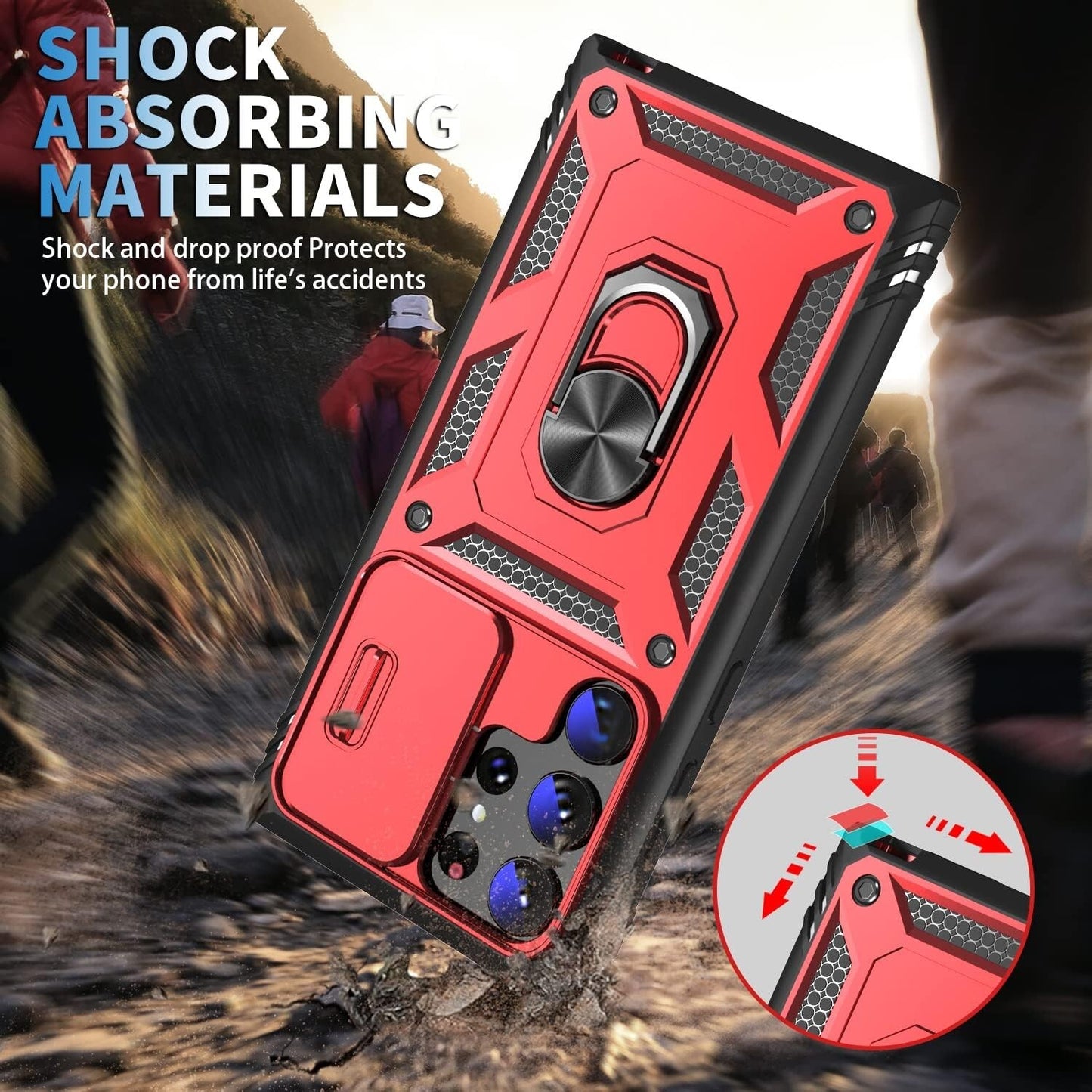 Samsung PASNEW S23 Galaxy Ultra Kickstand Slide Camera Cover MultiLa