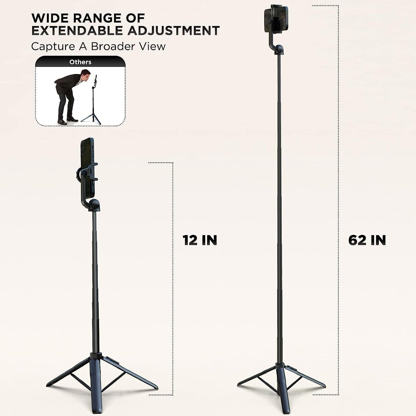 IKOMMI Gimbal Stabilizer Smartphone 1Axis Selfie Stick Tripod w Wireless