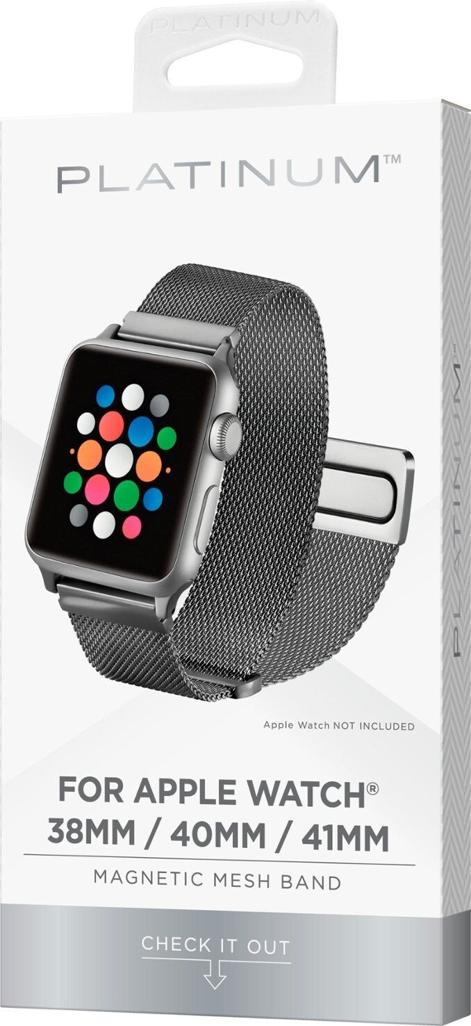 PT-AWB38SMB Platinum Magnetic Stainless Steel Mesh Band 38mm40mm41mm Silver
