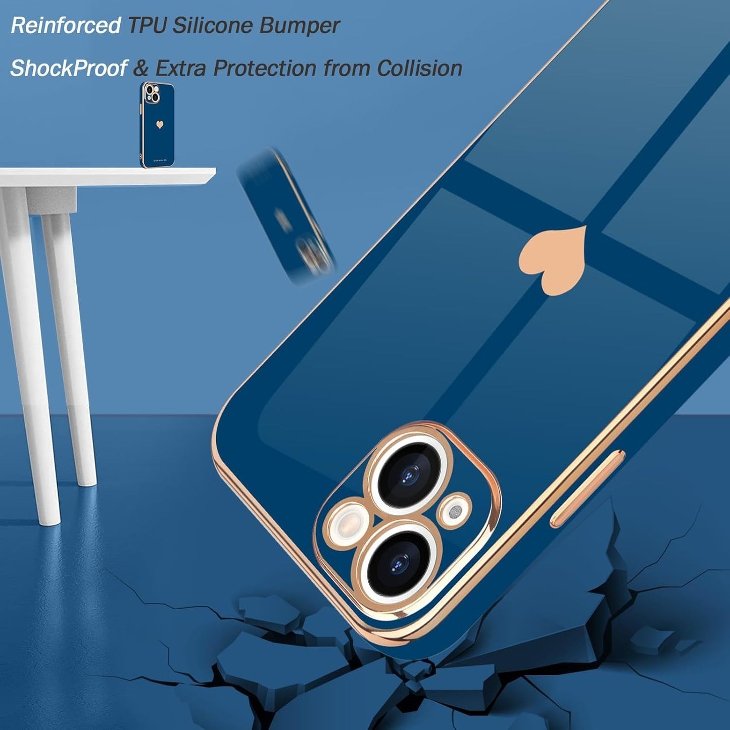 for Case with Screen Protector [2 Pack] for Girl Women iPhone 15 Royal Blue