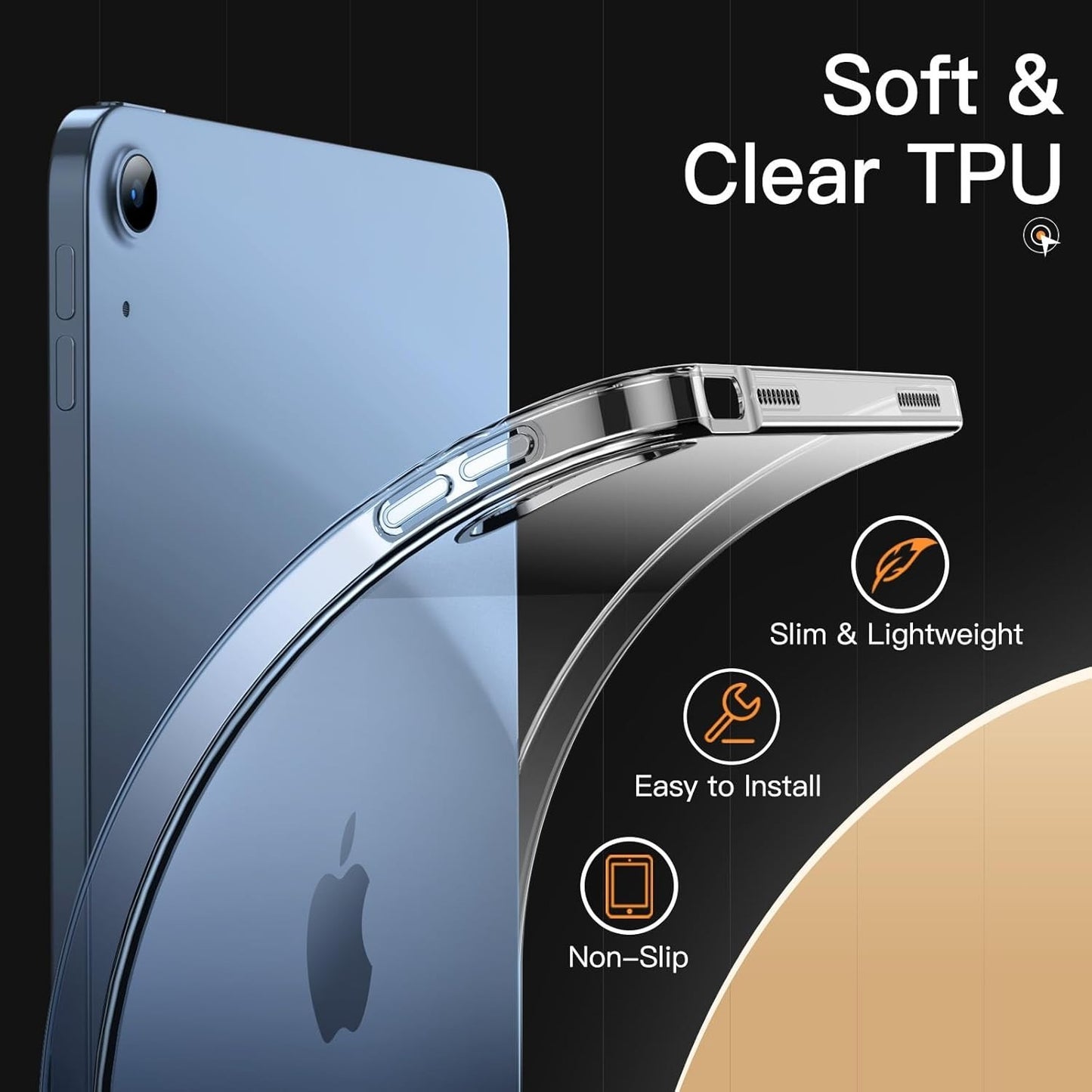 JETech Clear TPU Case for iPad 11th/10th Gen 11" 2025/2022 Slim Shockproof