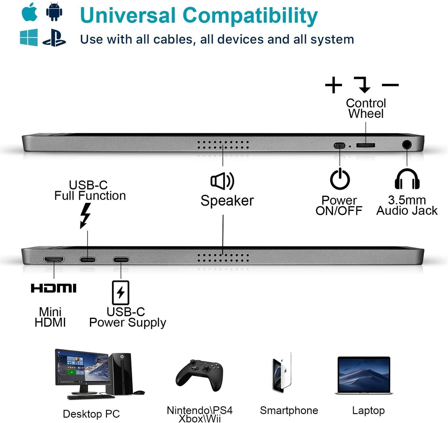 KYY 1080P Portable Monitor 156inch Laptop Monitor Computer Dis