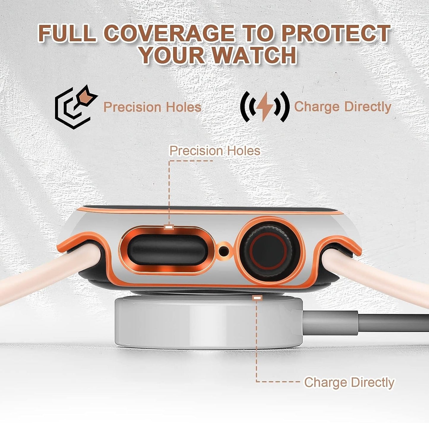 Hard PC w Tempered Glass Screen Protector Compatible w Apple Watch