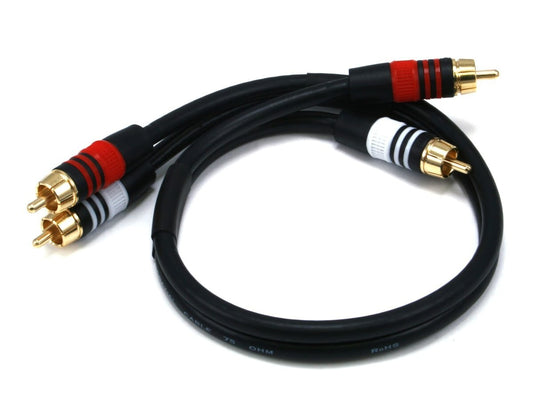 RCA 22AWG Monoprice 15ft Premium 2 Plug2 Plug MM Cable 15ft Black