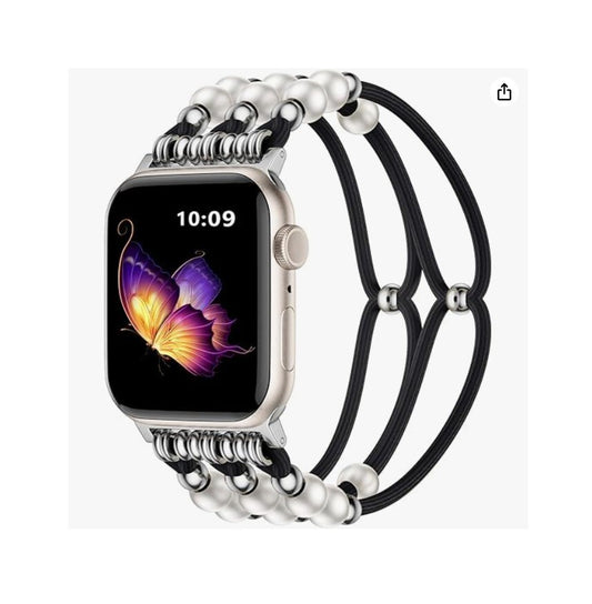 Omnillert Beaded Bracelet Comp w Apple Watch Band 41mm 40mm 38mm Women Jewlery