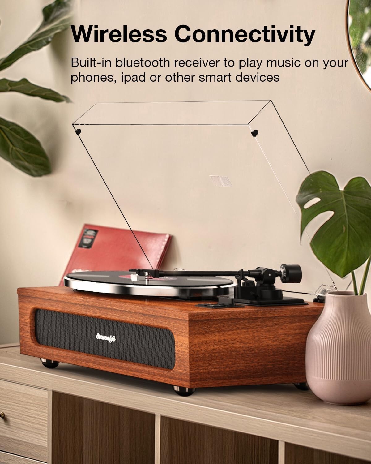All-in-One Hi-Fi Record Player Turntable w/ 4 Speakers Bluetooth Phono Preamp