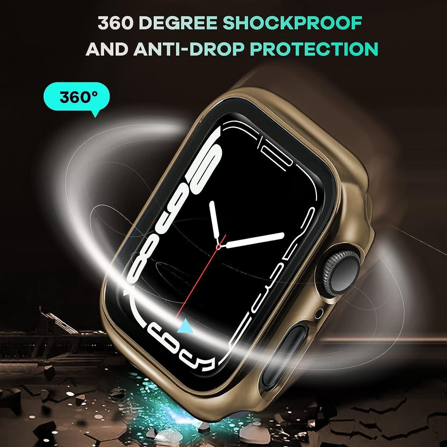 Hard PC w Tempered Glass Screen Protector Compatible w Apple Watch