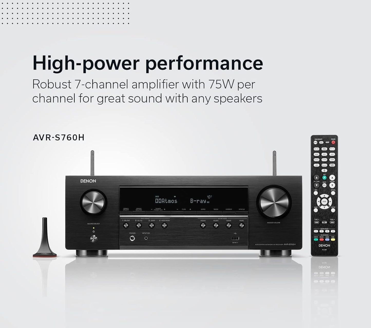 Denon AVR-S760H 7.2 Ch 8K AV Receiver 75W Dolby Atmos DTS:X HEOS Alexa
