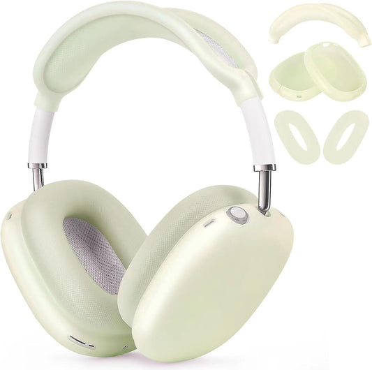 AirPods Max Case Cover Set – Silicone Ear Cup & Headband Protectors, Jelly Green