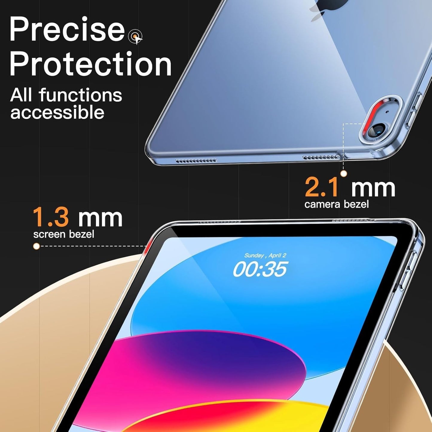 JETech Clear TPU Case for iPad 11th/10th Gen 11" 2025/2022 Slim Shockproof