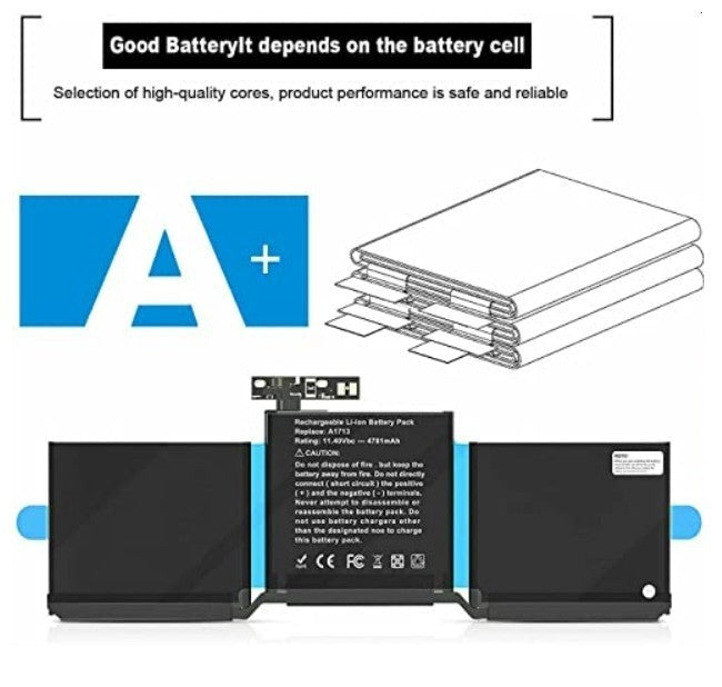 WELLBOB A1708 A1713 Battery for MacBook Pro 13" Late 2016 Mid 2017 Replacement