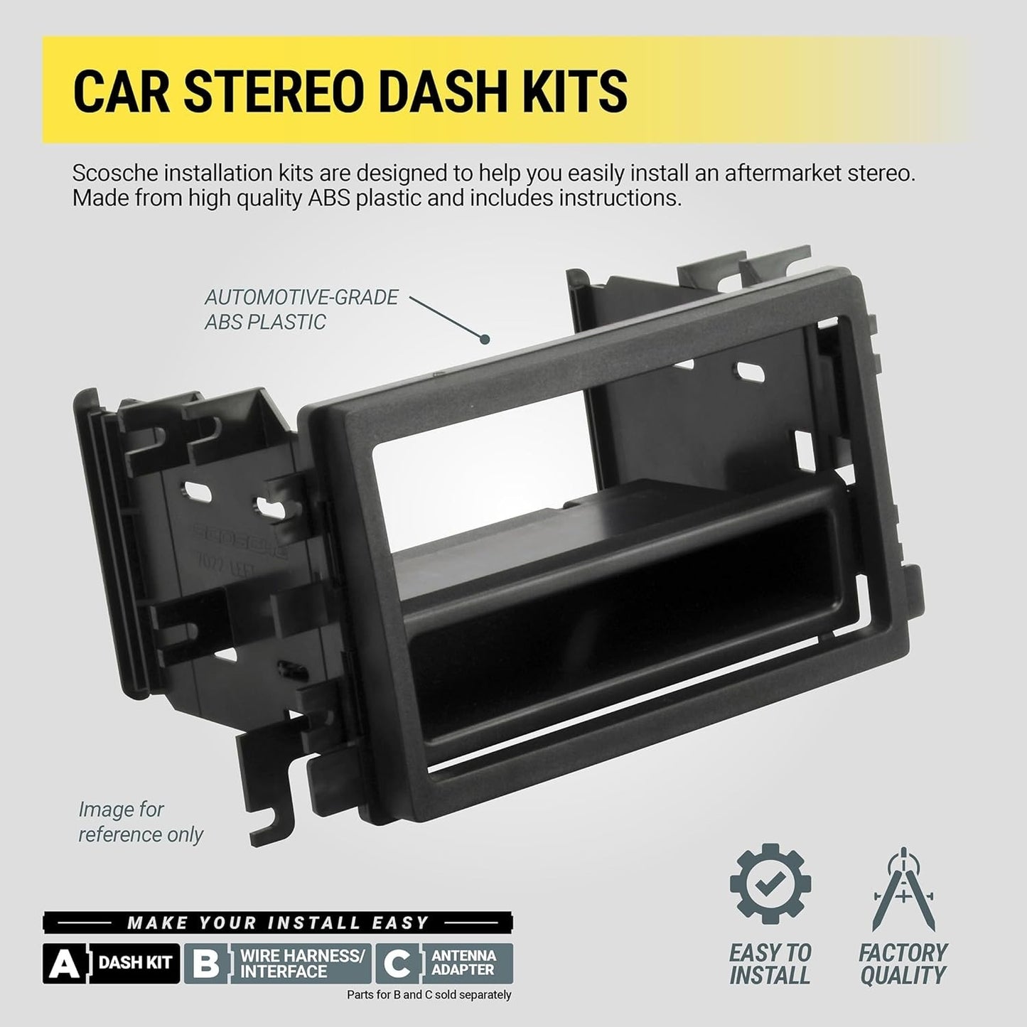 Scosche FD3090B Dash Kit – Double or Single DIN w/ Pocket, 1995‑2016 Ford & More